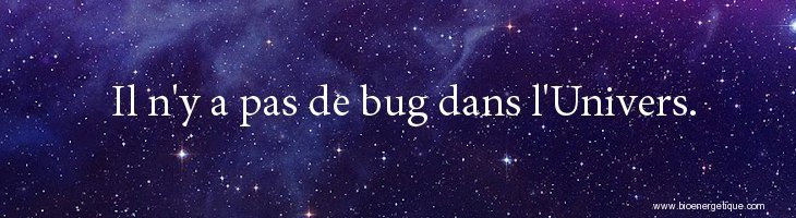 Bioenergetique, loi d'attraction, il n'y a pas de bug dans l'univers